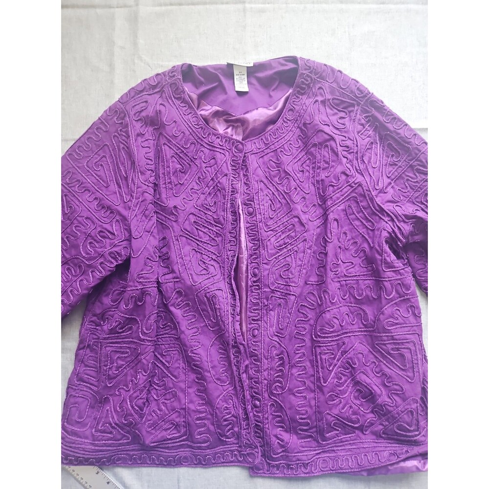 Catherines Maggie Barnes Jacket 22/24W 2x Artsy Aztec‎ 3/4 Sleeve Lined Purple